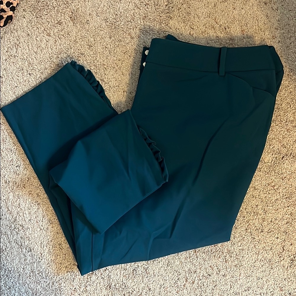 Talbots 20W Teal Ruffle ankle Pants